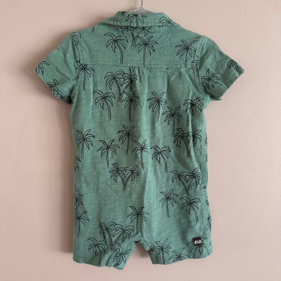 Tea Collection Green Palm Collared Short Sleeve Polo Romper Baby 12-18 Months - Picture 5 of 5